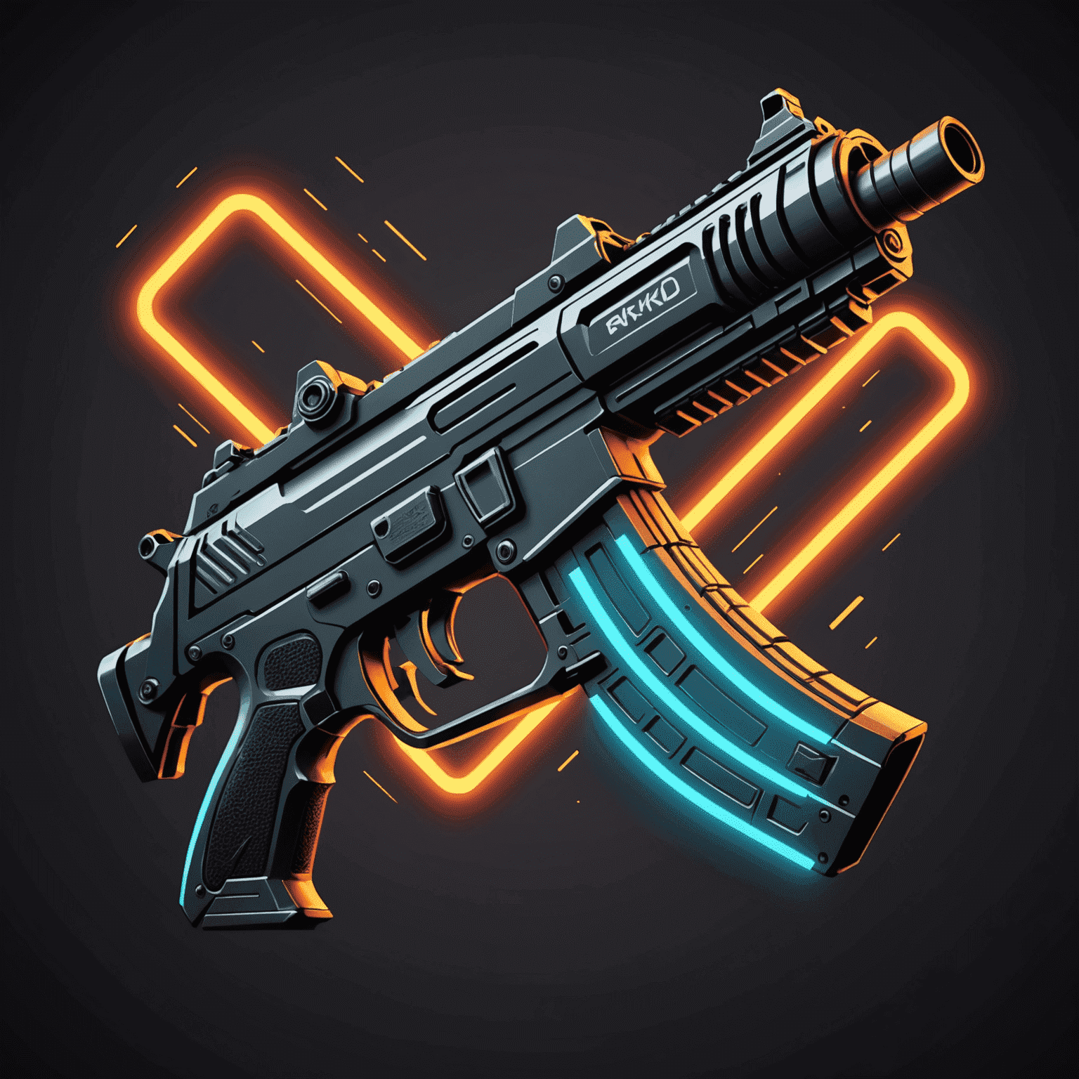 RafikoSkins logo - A stylized CS2 weapon with neon highlights